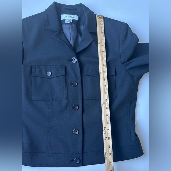 Calvin Klein Black Wool Blend Collared Button Up Lined Stretch Jacket Women’s 8 - Picture 7 of 7